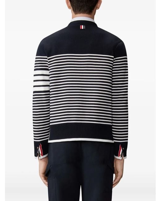 Thom Browne Blue Striped V-Neck Cardigan for men