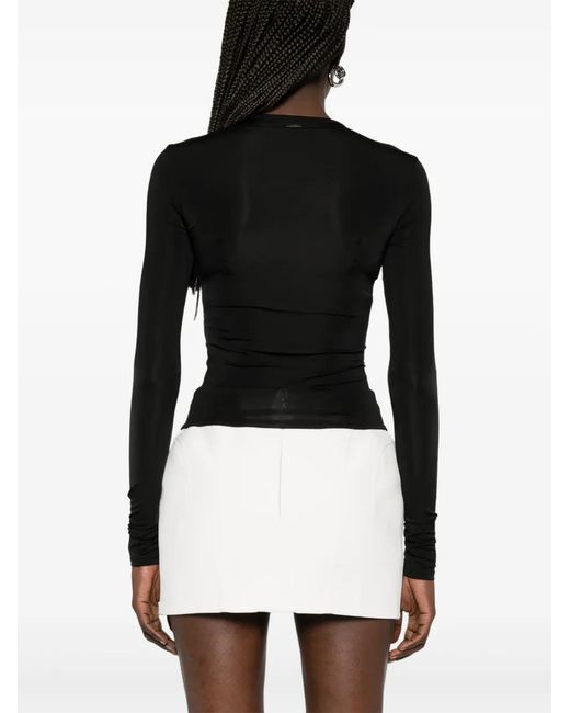 Mugler Black Lace-Up Top