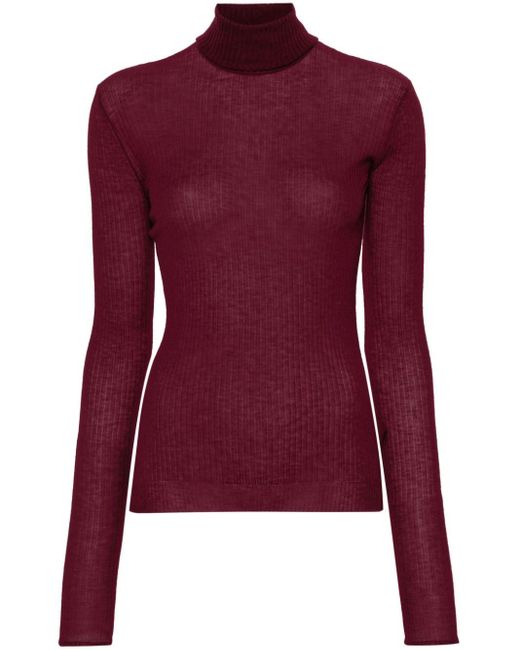 Patrizia Pepe Red Ribbed-Knit Sweater