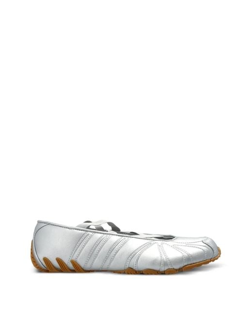 Adidas White Cross-Strap Ballet Flats