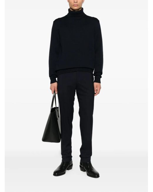 Incotex Blue Flat-Front Trousers for men