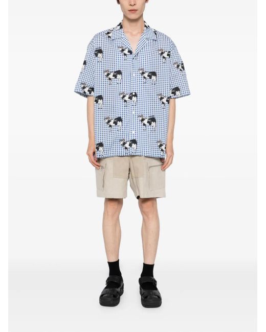 Moschino Blue Cow-Printed Shirt for men