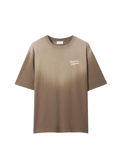 Maison Kitsuné Natural Faded-Effect Logo-Print T-Shirt for men