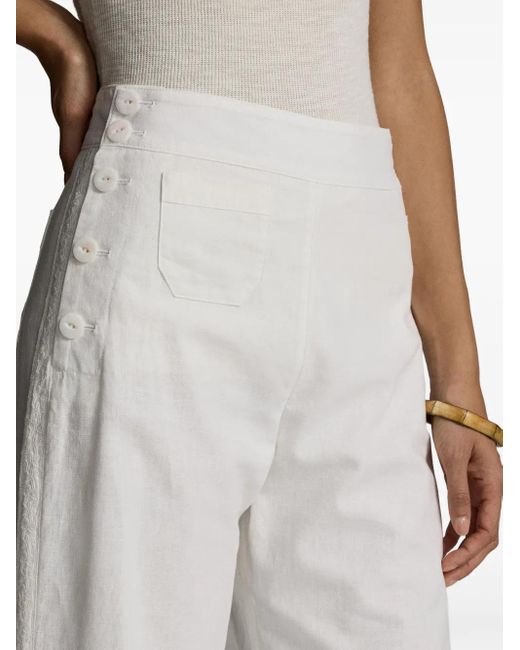 RRL White Wide-Leg-Hose Mit Knopfdetail