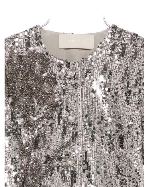 Elie Saab Gray Sequin-Embellished Jacket