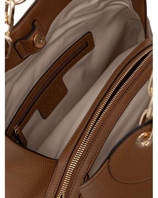 Liu Jo Brown Logo-Plaque Chain-Link Tote Bag