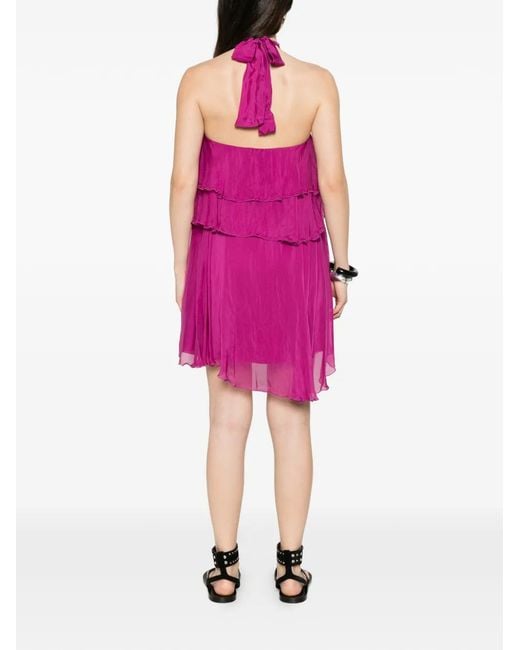 Dixie Pink Ruffled Halterneck Dress