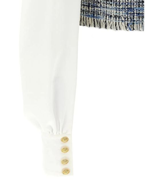 Balmain ツイードパネル ブラウス Blue