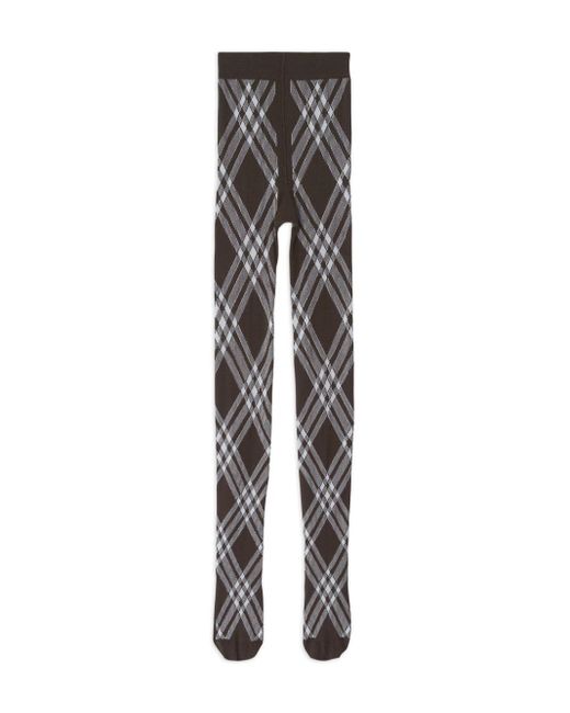 Burberry Brown Check-pattern Wool Blend Tights