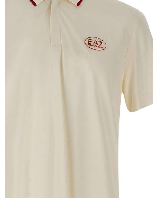 EA7 White Logo-Detail Polo Shirt for men