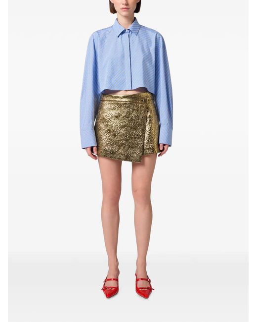 MSGM Natural Brocade-Effect Wrap Shorts