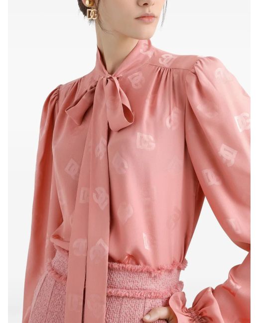 Dolce & Gabbana Pink Dna Logo-Print Blouse