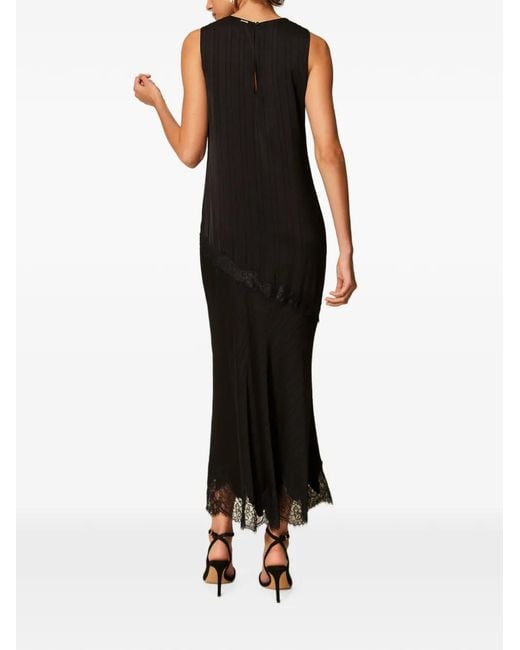 Twinset Black Long Satin And Lace Dress