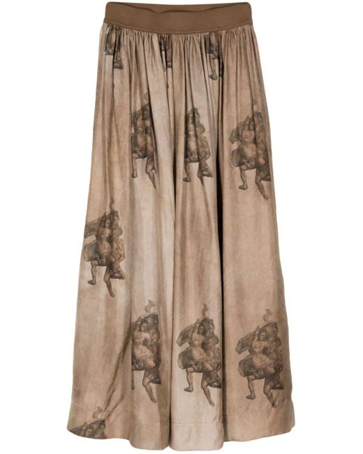 Uma Wang Natural Gillian Renaissance-print Skirt