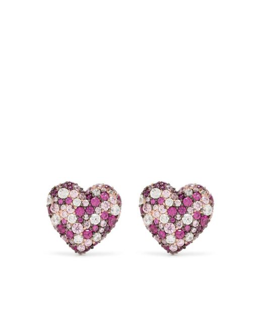 Apm Monaco Purple Heart-motif Crystal-embellished Earrings
