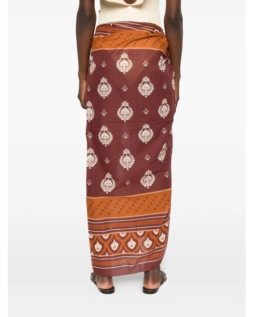 Johanna Ortiz Red Spirit Of The Rider Pareo Skirt