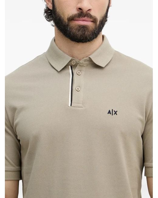 ARMANI EXCHANGE Natural Logo-Embroidered Polo Shirt for men