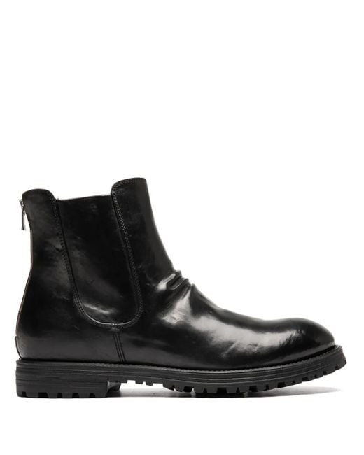 メンズ Officine Creative ジップ レザーブーツ Black