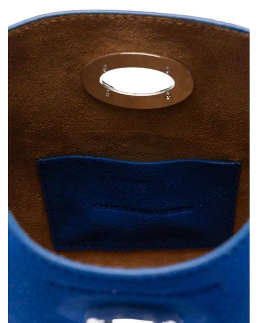Christopher Esber Blue Mini Turn-Lock Suede Tote Bag