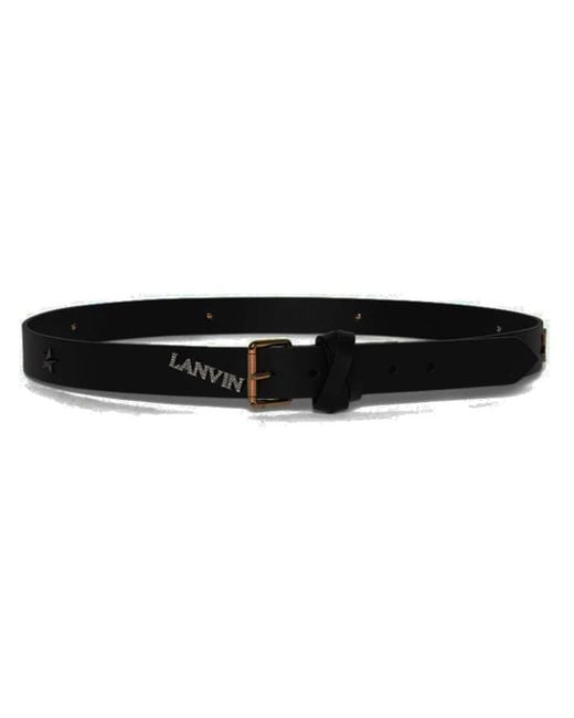 Lanvin Black Appliqué-detail Leather Belt for men