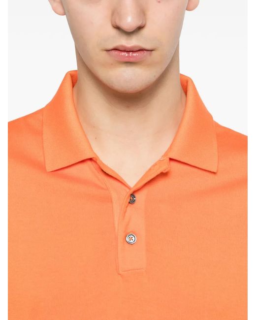 Kiton Orange Buttoned Polo Shirt for men