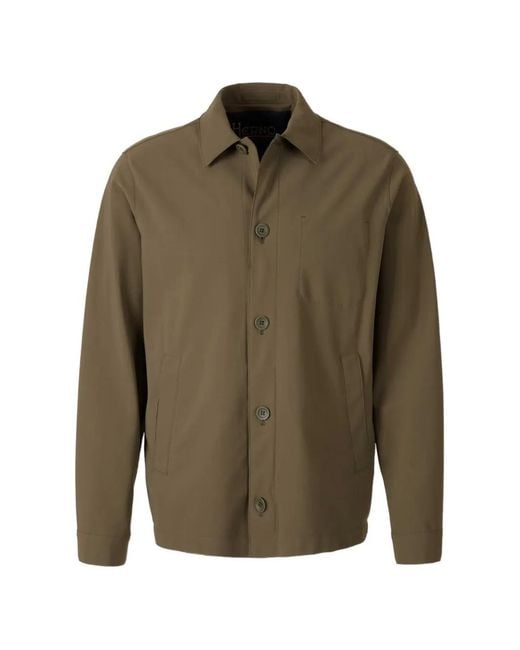 Herno Green Button Pocket Shirt Jacket for men