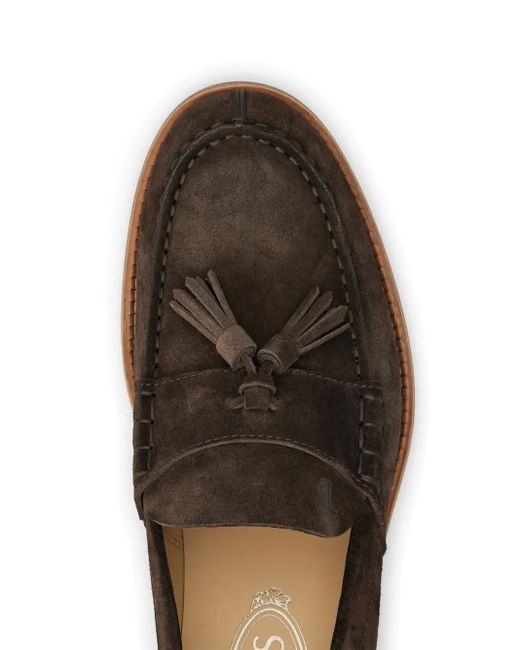 Tod's Brown Suede Tassel Loafers For for men