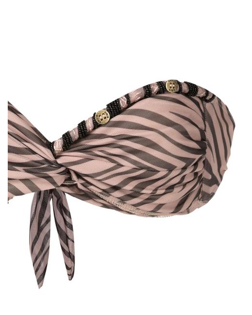 Amir Slama Natural Beaded Zebra-Pattern Bikini Set