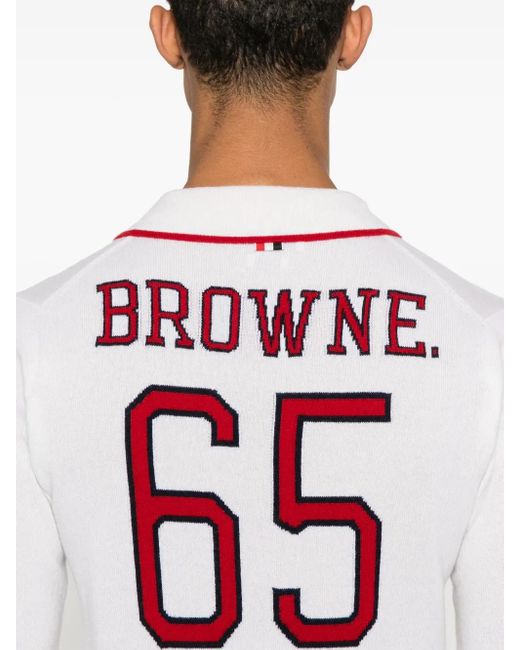 Thom Browne White Browne 65 Intarsia Cashmerepolo Shirt for men