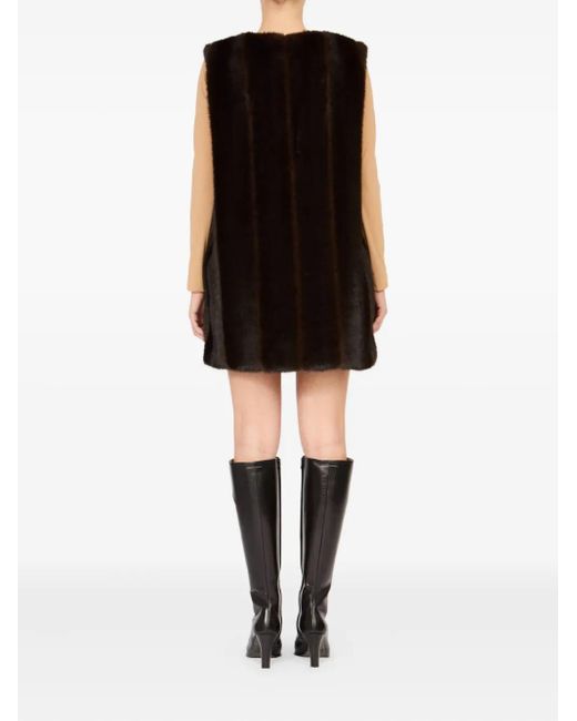 MM6 by Maison Margiela Black Faux-Fur Mini Dress