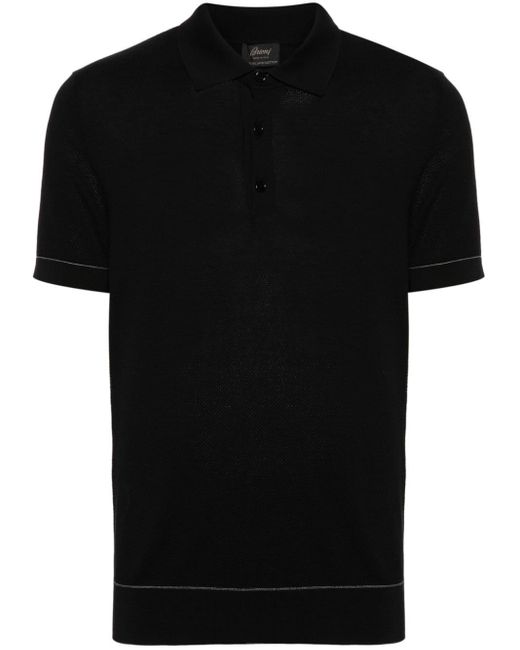Brioni Black Piqué Cotton Polo Shirt for men