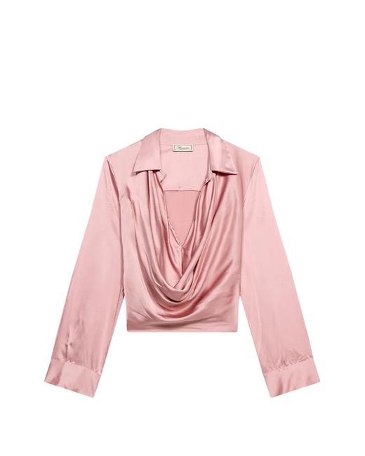 Blumarine Pink Draped Satin Blouse