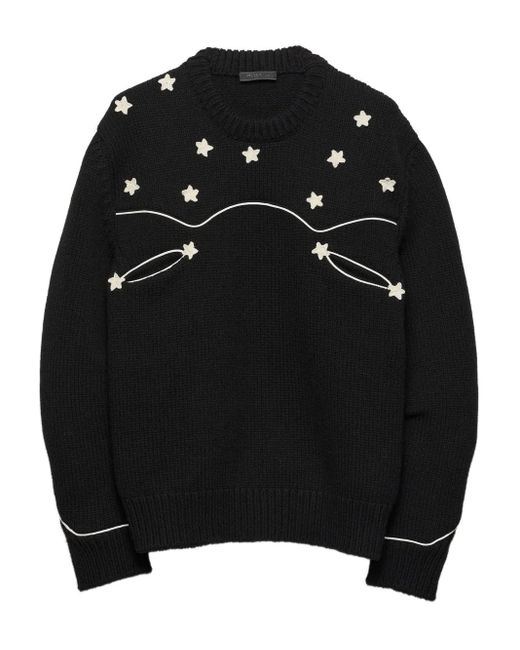 Pull Shetland En Maille Nervurée Prada pour homme en coloris Black