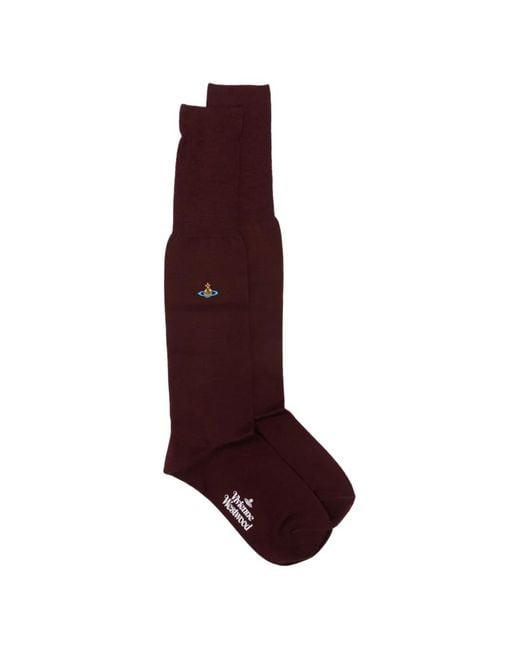 Vivienne Westwood Purple Orb-Embroidered Logo-Print High Socks
