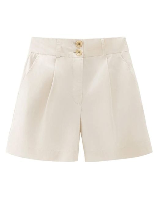 Woolrich White Pleated High-Waisted Shorts