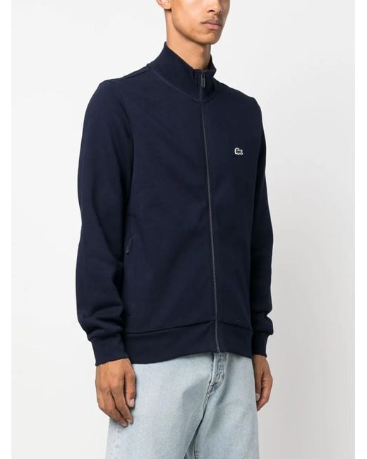 Lacoste Blue High-Neck Zip-Fastening Sweatshirt for men