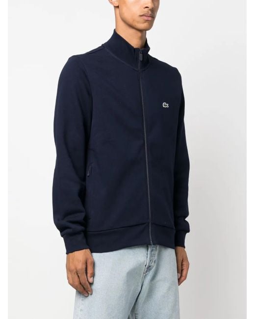 Lacoste Blue High-Neck Zip-Fastening Sweatshirt for men