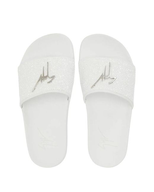 Giuseppe Zanotti White Brett Slides
