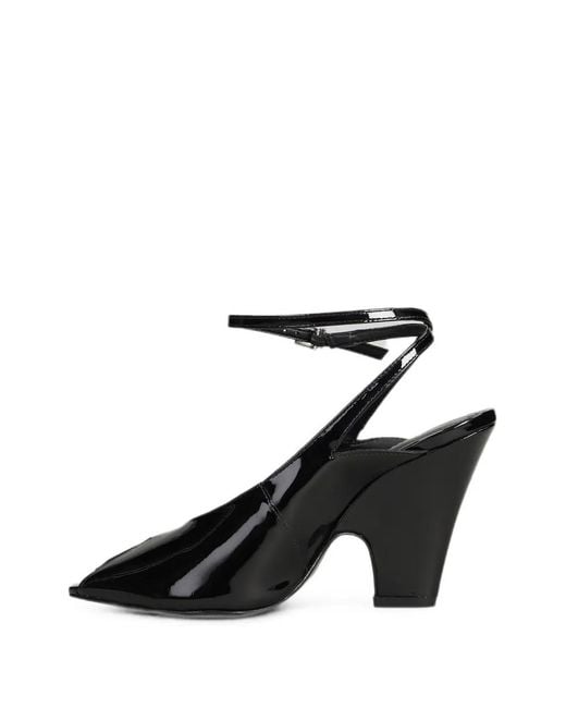 SCHUTZ SHOES Black Patent-Leather Ankle-Strap Pumps