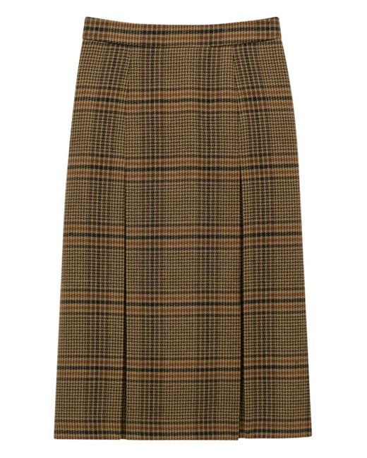 Pleated houndstooth skirt Saint Laurent de color Green