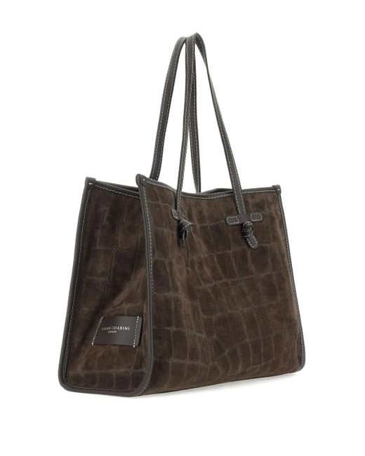 MARCELLA CLUB Brown Crocodile-effect Tote Bag