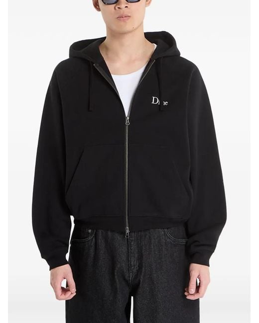 Dime Black Hoodie Zippé À Logo Brodé