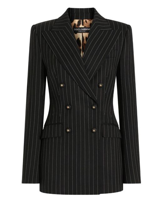 Dolce & Gabbana Black Striped Double-Breasted Jacket