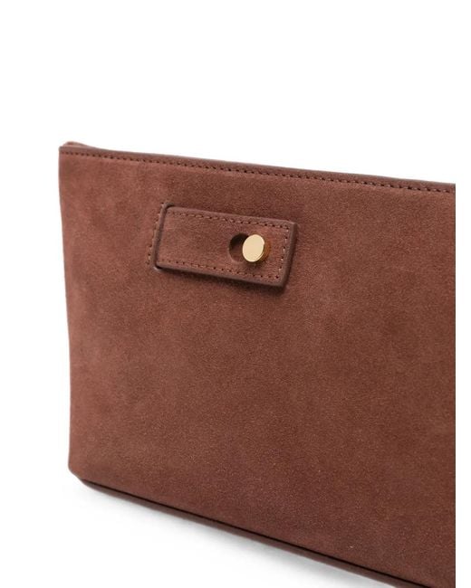 Erika Cavallini Semi Couture Brown Suede Clutch Bag