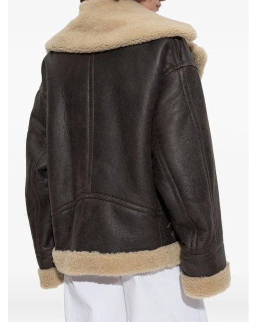 DSquared² Black Lederjacke mit Shearling-Kragen