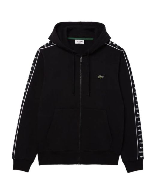 Sudadera con capucha y parche del logo Lacoste de hombre de color Black