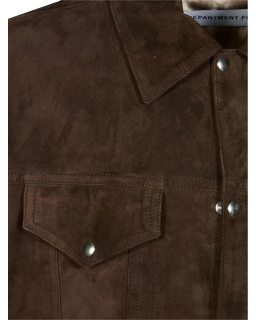 Department 5 Brown Buttoned Suede Jacket for men