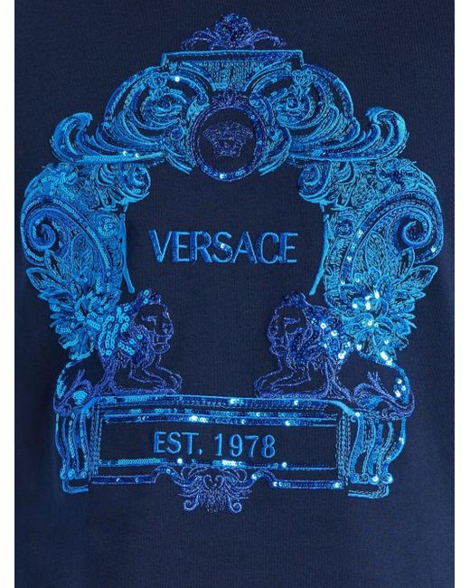 メンズ Versace Cartouche Tシャツ Blue