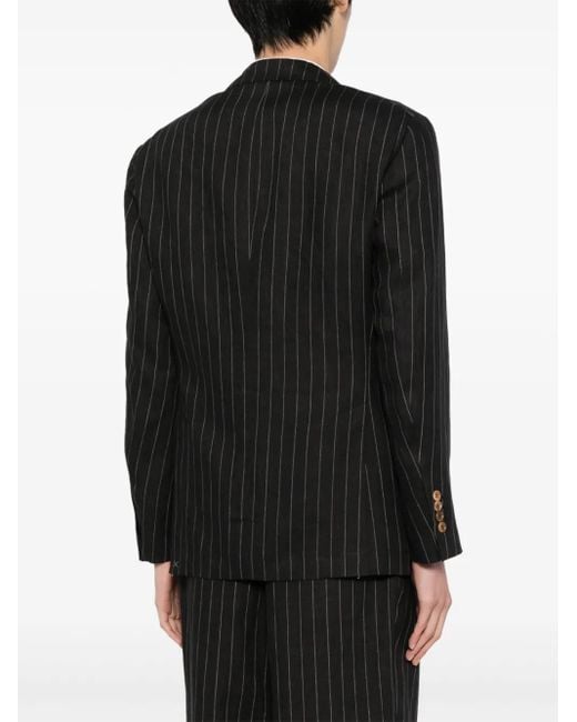 Brunello Cucinelli Black Pinstripe Virgin Wool Blazer for men