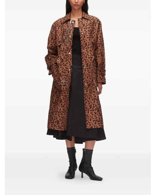 3.1 Phillip Lim Brown Belted Leopard-Print Coat
